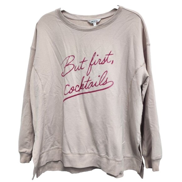 Wildfox Womens Sweatshirt XL Pink But First Cocktails Pullover Lounge Athleasure - Picture 1 of 9